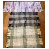 Three Handwoven Rag Runner Type Throw Rugs