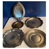Coronet Silver on Copper Tray Set with Reed Barton
