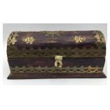 Wooden Chest with Brass Inlay Design