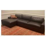 Room & Board 2 Piece Brown Leather Sectional Sofa