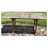 Teak Wood Rectangular Table with Slatted Top