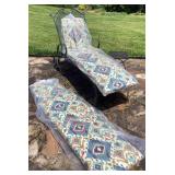 Wrought Iron Chaise Lounge & Side Table with Cushi