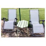 2 Gravity Seat Chairs & Wooden Side Table