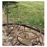 2 Metal Plant Risers with Scrollwork Bases