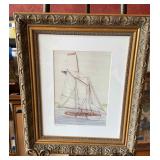 Framed Watercolor of Schooner 'Belle-East Wind'