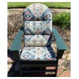 Green HDPE Plastic Adirondack Chair with Cushion