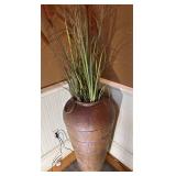 Handcrafted Copper-Tone Steel Floor Vase With Ring