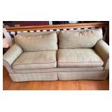 Traditional Sofa Cream Upholstery & Coral Piping