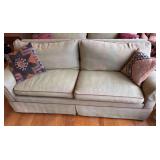 Traditional Sofa Cream Upholstery & Coral Piping