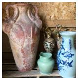 5 Decorative Vases Including Large Terracotta Vess