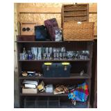 Bookshelf with Contents Including Humidor & Tools