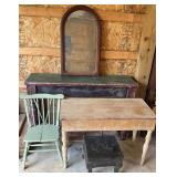 Rustic Table, Chair, Small Stool & Mirror