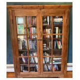 French Oak 2-Door Bookcase with Books, 65 ins.