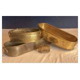 4 Brass Pieces Made in India Including Baskets & T