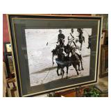 Framed Black & White Polo Match Photograph