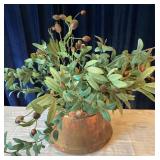 1960s Copper Cauldron Pot With Brass Snake Handles
