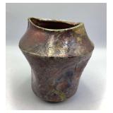 Raku Iridescent Mottled Glaze Earthenware Vase 6 x