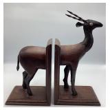 Wood & Metal Antelope Bookends