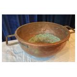 Vintage Hammered Copper Candy Kettle with Forged I