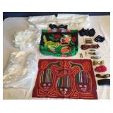 Panama Kuna Mola, Beaded Bag & Lot of Barrettes