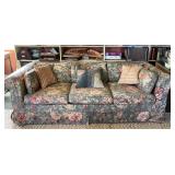 83-Inch Gray Floral Sofa with Handmade Cover