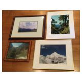 4 Large Matted Scenic Photographs - 3 Framed