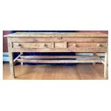 19th-Century Pine Tavern Table with 2 Drawers