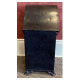 Victorian-Style Black Metal Coal Box on Feet
