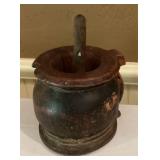 Primitive Wooden Mortar & Pestle Set, 7 ins. Heigh