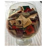 Large Glass Snifter 12x9 ins. with Assorted Matchb
