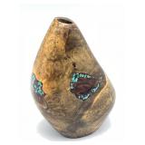 Manzanita Root Burl Hollow Form by Uli with Turquo