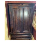 Dark Toned Armoire with Split Hinged Doors