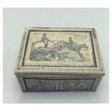Scrimshaw-Style Box with Fox Hunt Equestrian Desig