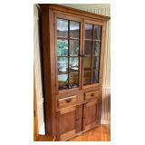 Large Country Pine Glazed Corner Cupboard