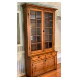 19th Century Pine Country Cupboard with Wavy Glass