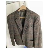 Brooks Brothers Plaid Wool Tweed Blazer, Size 14