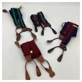 4 Pair of Mens Braces/Suspenders with Leather Tabs