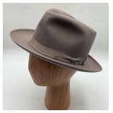 Adam Executive Taupe Fedora size 7 with Band & But