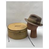 Royal De Luxe Stetson Taupe Hat Size 7-1/8 with Bo