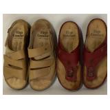 Finn Comfort Sandals in Beige & Red Leather, Sizes