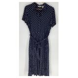 Ladies Orvis Navy/White Polka Dot Rayon Dress