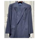 Alan Flusser Navy Pinstripe Suit with Pleated & Cu