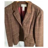 Talbots Collection Brown Plaid Tweed Blazer, Size