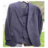 Brooks Brothers Mens Navy Pin Striped 3-piece Suit