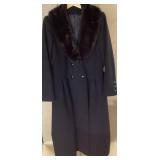 Ladies Ultra-Fina Long Black Wool Coat by Mr. Fred