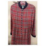 Orvis Red Plaid Pleated Maxi Dress With Black Butt