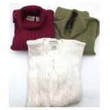 Eddie Bauer Sweaters: White Cardigan & Maroon & Ol