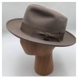 Schoble Taupe Fedora Size 7-1/8 with Ribbon Band