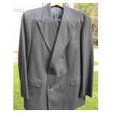 Brooks Brothers Dark Charcoal Gray Pin Stripe Doub