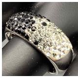 925 Sterling Silver Black & White CZ Ring